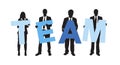 Silhouettes Business People Holding Text Team Concept Royalty Free Stock Photo