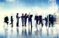 Silhouettes of Business People Inside the Office Royalty Free Stock Photo