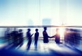 Silhouettes of Business People Meeting Handshake Concept Royalty Free Stock Photo