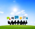 Silhouettes of Business People Meeting Outdoors Royalty Free Stock Photo