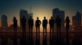 Silhouettes of Business People in an Office Building Royalty Free Stock Photo