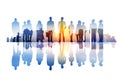 Silhouettes of Business People Overlaid with Cityscape Royalty Free Stock Photo