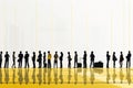 Silhouettes of business people in the queue. People in a row. Generativ AI Royalty Free Stock Photo