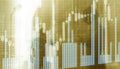 Silhouettes of Business People. Stock Market Graph and Bar Candlestick Chart Royalty Free Stock Photo