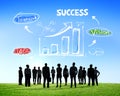 Silhouettes of Business People and Success Concepts Royalty Free Stock Photo