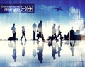 Silhouettes of Business People Walking in an Airport Royalty Free Stock Photo