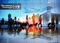 Silhouettes of Business People Walking in an Airport Royalty Free Stock Photo