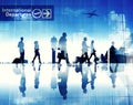 Silhouettes of Business People Walking in an Airport Royalty Free Stock Photo