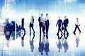 Silhouettes of Business People Walking inside the Office Royalty Free Stock Photo