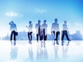 Silhouettes of Business People Walking Outdoors Royalty Free Stock Photo