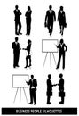 Silhouettes of business people on white background