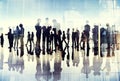 Silhouettes of Business People Working in an Office Royalty Free Stock Photo