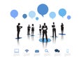 Silhouettes Business People Working Speech Bubbles Concept