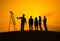 Silhouettes of Business Presentation Outdoors Royalty Free Stock Photo