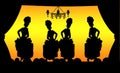 Silhouettes of Cancan Dancer in a Cabaret, Digital Art