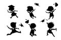 Silhouettes of cartoon graduate student