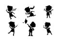 Silhouettes of cartoon graduate student