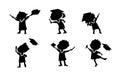 Silhouettes of cartoon graduate student