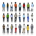 Silhouettes of Casual People with Colourful Clothes Royalty Free Stock Photo