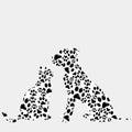 Silhouettes of cat and dog in paws pattern