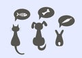 Silhouettes of a cat, dog and rabbit Royalty Free Stock Photo