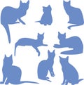 Silhouettes of a sitting cats blue