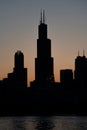 Silhouettes of Chicago Highrises over the sunset sky