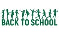 Silhouettes children back to school on school board background