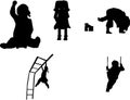 Silhouettes of children playing