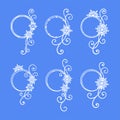 Silhouettes of Christmas and New Year frames with snowflakes and swirls for festive design