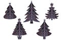 Silhouettes of Christmas trees made of illumination lights