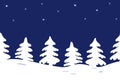 Silhouettes of Christmas trees on a star sky background. Seamless border Royalty Free Stock Photo