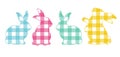 Silhouettes collection of Rabbits buffalo plaid colorful isolated on white background. Royalty Free Stock Photo