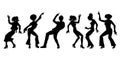 Silhouettes collection set. young people dancing. men women boys girls Royalty Free Stock Photo