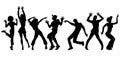 Silhouettes collection set. young people dancing. men women boys girls