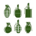 Silhouettes of combat grenades