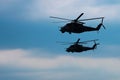 Silhouettes combat helicopters