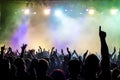 Silhouettes of concert crowd Royalty Free Stock Photo