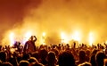 Silhouettes of concert crowd