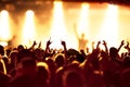 Silhouettes of concert crowd Royalty Free Stock Photo