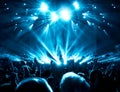 Silhouettes of concert crowd Royalty Free Stock Photo