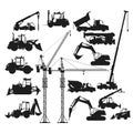 Silhouettes of Construction Vehicles