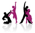 Silhouettes of couple dancing ballroom dance