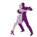 Silhouettes of couple dancing passionate argentine tango Royalty Free Stock Photo