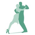 Silhouettes of couple dancing passionate argentine tango Royalty Free Stock Photo