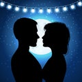 Silhouettes of couple on the moonlight background Royalty Free Stock Photo