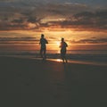 Runners are running by the beach Royalty Free Stock Photo