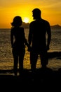 Silhouettes of couples in love