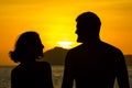 Silhouettes of couples in love