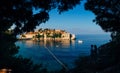 Silhouettes of couples near Sveti Stefan